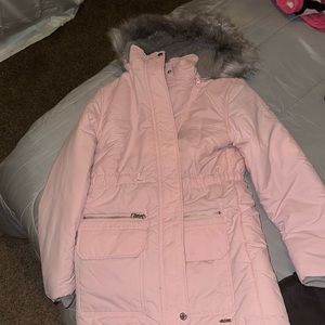 Justice Pink faux fur Puffer